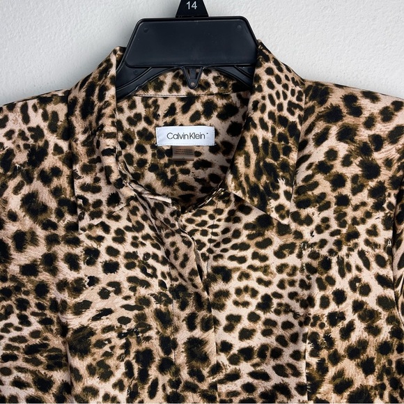 Calvin Klein animal print button down Midi Dress with belt fit & flare size 6 - Picture 16 of 16